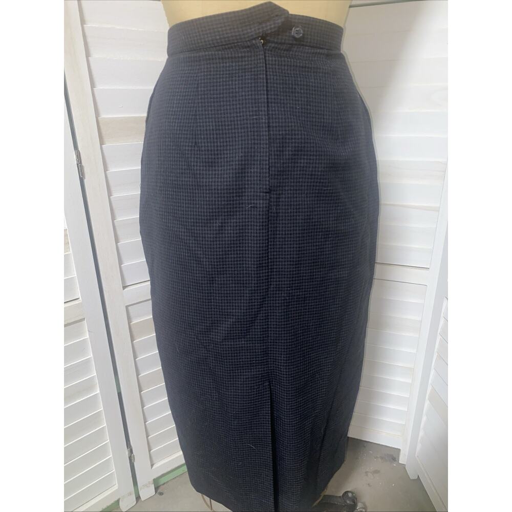 Mark Shale Plaid Check Black Gray Wool Pencil Skirt Lined Size Small - Picture 4 of 8